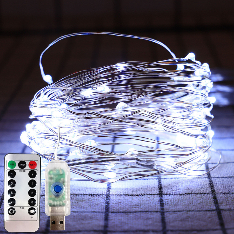 원격 제어 USB LED 요정 조명 갈 랜드 야외 구리 와이어 문자열 조명 거리 램프 크리스마스 웨딩 가든 장식